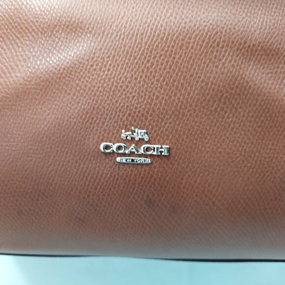 Coach Brown Pebbled Leather Turnlock Double Handles Large Tote Shoulder Bag - Picture 5 of 16